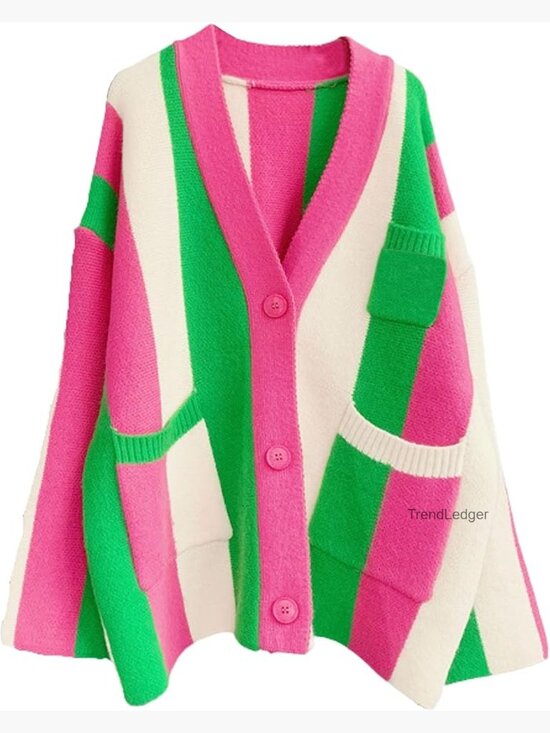 Sweaters - Oversized Chunky Knit Cardigan with Pockets